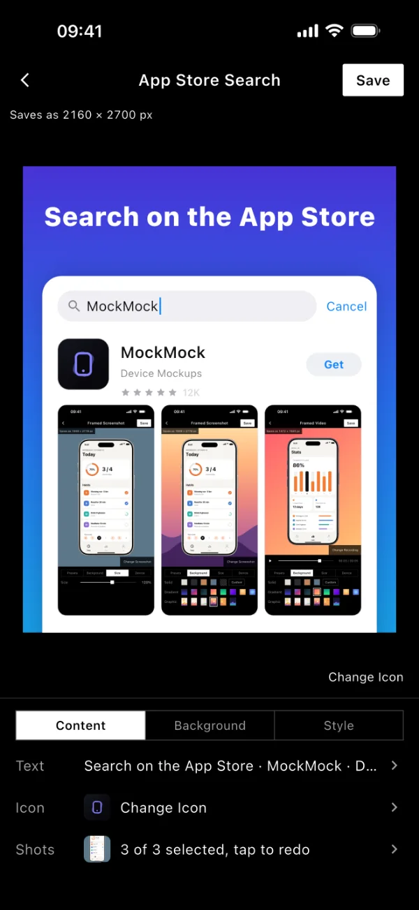 A promo graphic of an App Store search result